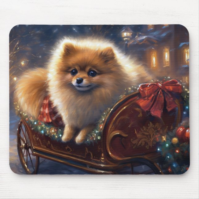 Spitz Weihnachts Feierliche Jahreszeit gebürstet Mousepad (Vorne)