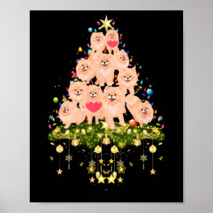 Spitz Weihnachts-Hund Tree Lights Holiday Pomer Poster