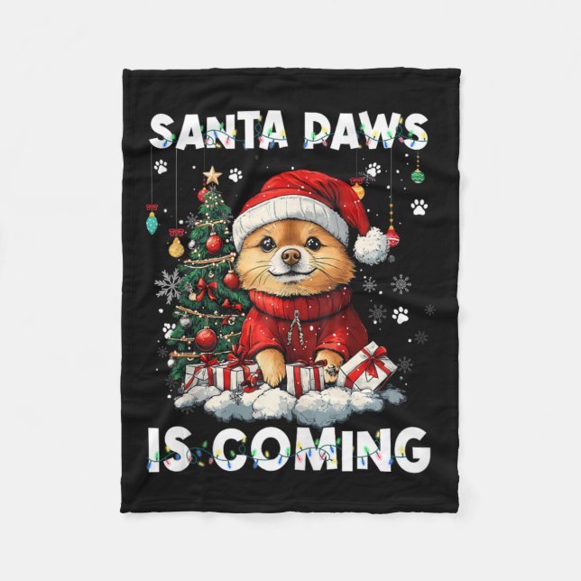 Spitz Weihnachtsbaumdekorationen Hund Lover Xm Fleecedecke (Vorderseite)