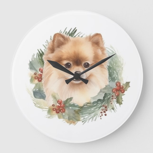 Spitz Weihnachtsfest Große Wanduhr (Vorderseite)