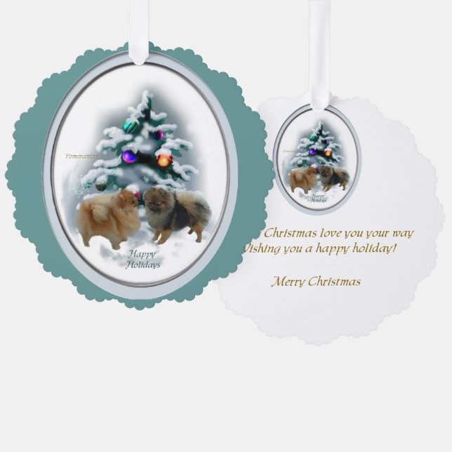 Spitz Weihnachtsgeschenke Ornament Karte (Vorderseite/Rückseite)