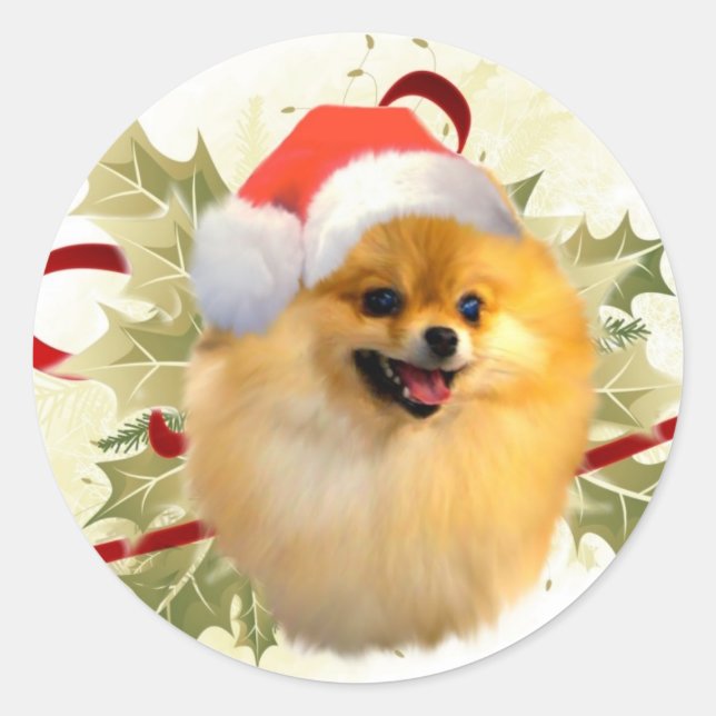 Spitz Weihnachtskleber Runder Aufkleber (Vorderseite)