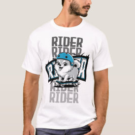 Spitz Welpe, die auf einem Skateboard reitet T-Shirt