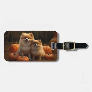 Spitz Welpe Herbst Kürbis Gepäckanhänger