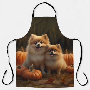 Spitz Welpe Herbst Kürbis Schürze