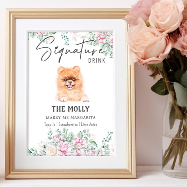 Spitz Welpe Hochzeit Signature Drink-Zeichen Poster (Von Creator hochgeladen)