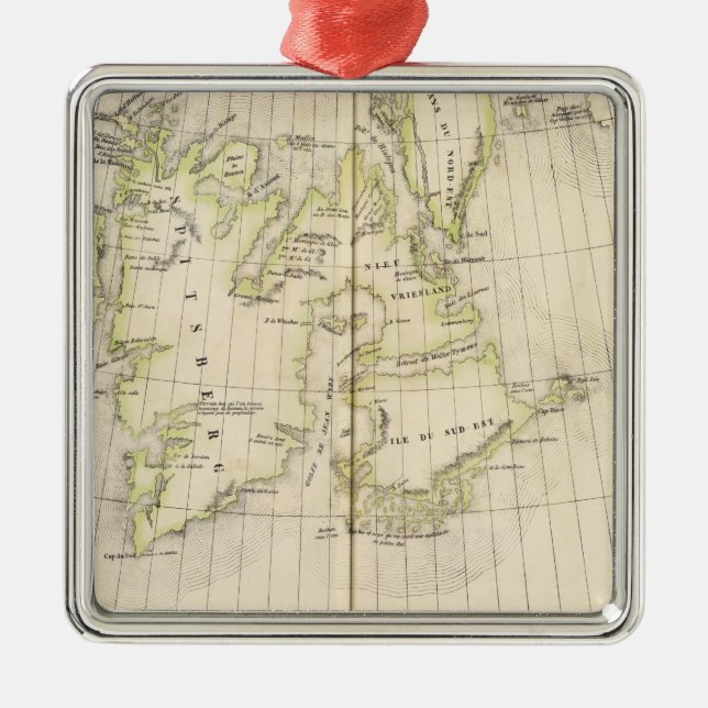Spitzbergen, Norwegen-Karte Ornament Aus Metall (Vorne)