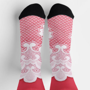 Spitze auf rot socken