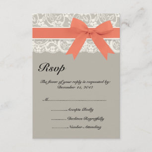 Spitze-Band-graue korallenrote Hochzeit UAWG Karte
