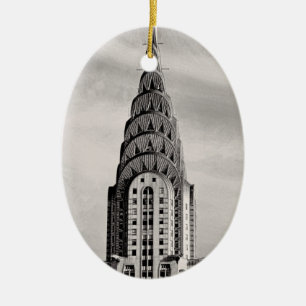 Spitze des Chrysler Building NYC - S/W Keramik Ornament
