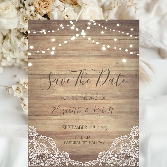 Spitze, Holzstruktur, Streichleuchten Save the Dat Date (Von Creator hochgeladen)