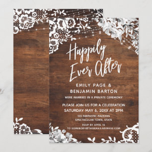 Spitze, Lichter & Florales auf Holz Happy End für  Einladung