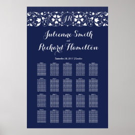 Spitze | Monogramm Wedding 20 Tables Seating Chart Poster
