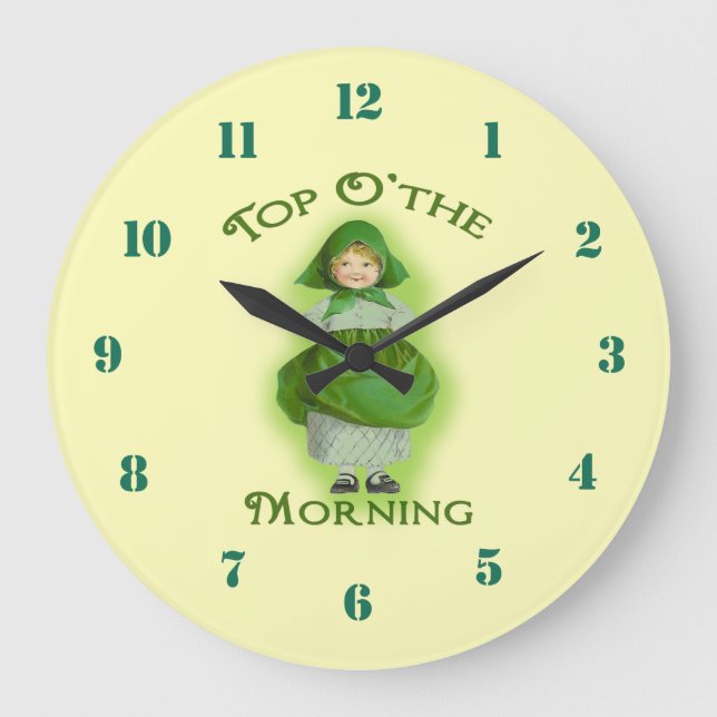 Spitze O die Morgenirische Lass-Wanduhr Große Wanduhr (Vorderseite)