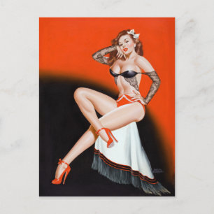 Spitze und High Heels Pin Up Postkarte