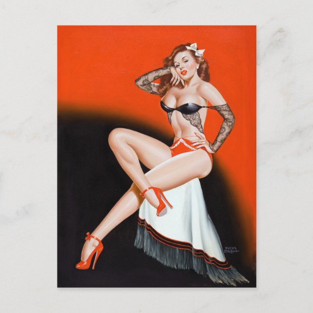 Spitze und High Heels Pin Up Postkarte (Vorderseite)
