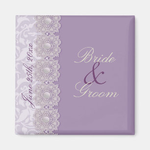 Spitze-und Perlen-Lavendel-Save the Date Magnet