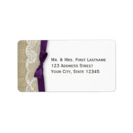 Spitze und schwarze Band Lila Adressaufkleber