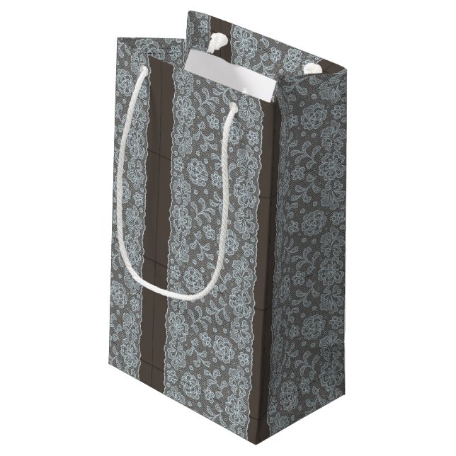 Spitzemuster, Blume Vintage 6 Kleine Geschenktüte (Rückseite Schrägansicht)