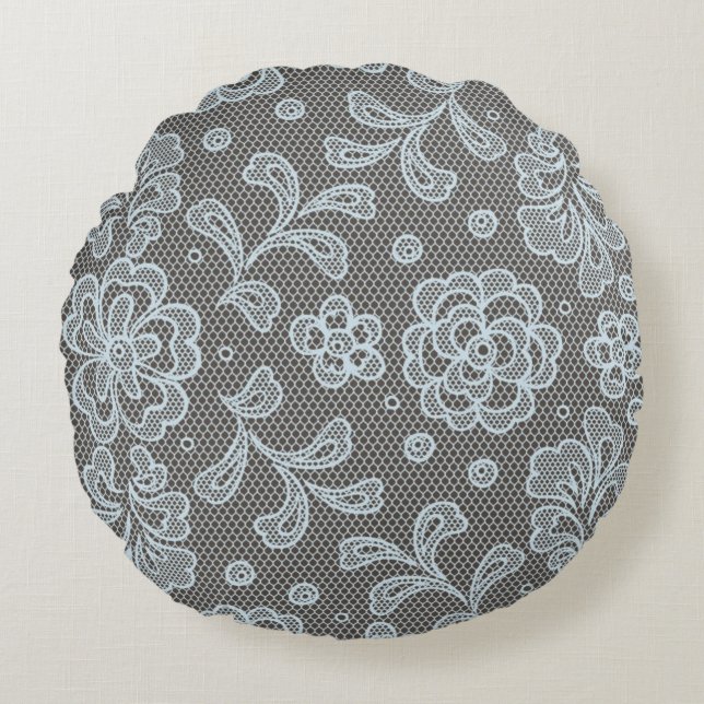 Spitzemuster, Blume Vintage 6 Rundes Kissen (Vorderseite)