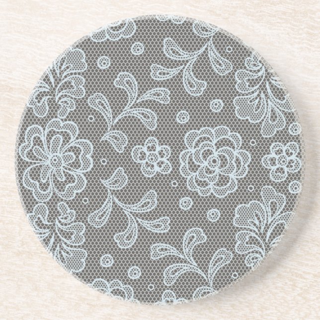Spitzemuster, Blume Vintage 6 Sandstein Untersetzer (Vorne)