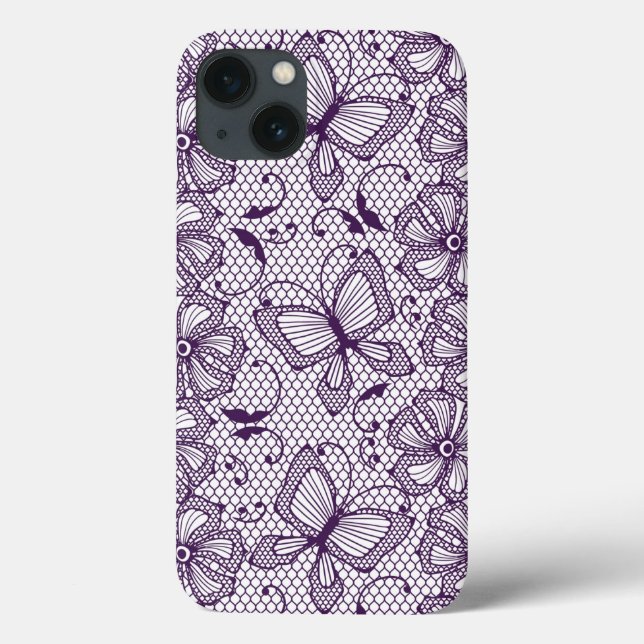 Spitzemuster mit Schmetterlingen Case-Mate iPhone Hülle (Rückseite)