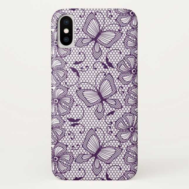 Spitzemuster mit Schmetterlingen Case-Mate iPhone Hülle (Rückseite)