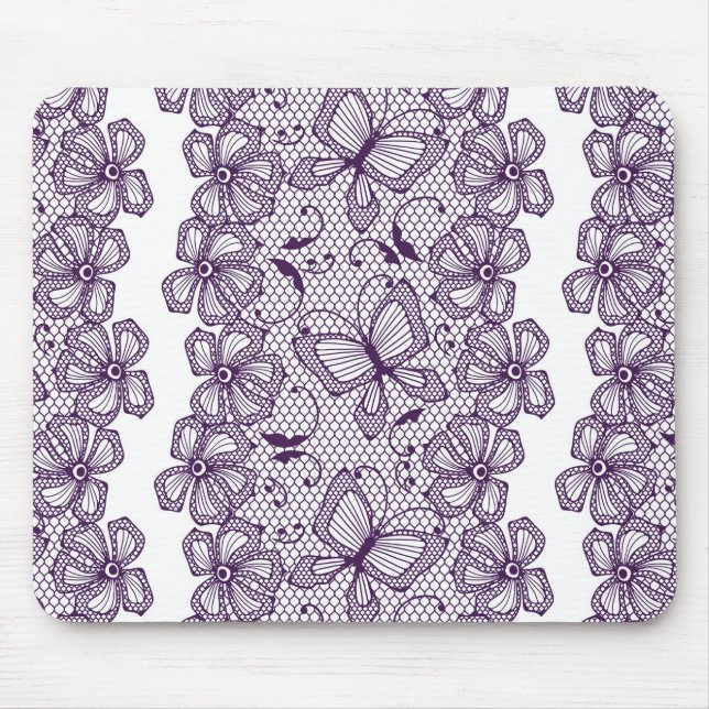 Spitzemuster mit Schmetterlingen Mousepad (Vorne)