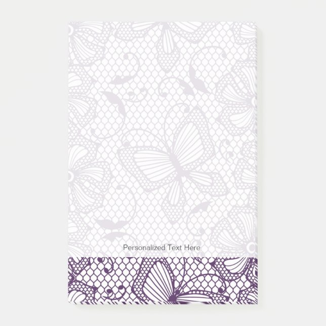 Spitzemuster mit Schmetterlingen Post-it Klebezettel (Vorderseite)