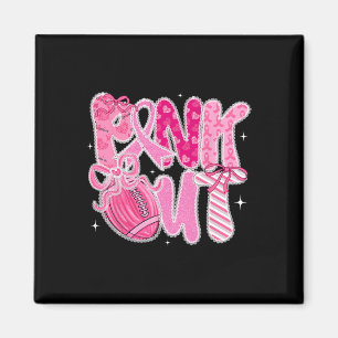 Spitzen Coquette Bow Pink Out Footll Brustkrebs Aw Magnet