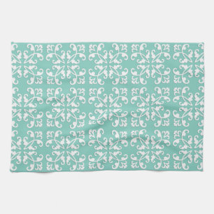 Spitzen- Cutwork - Weiß über seafoam Grün Handtuch