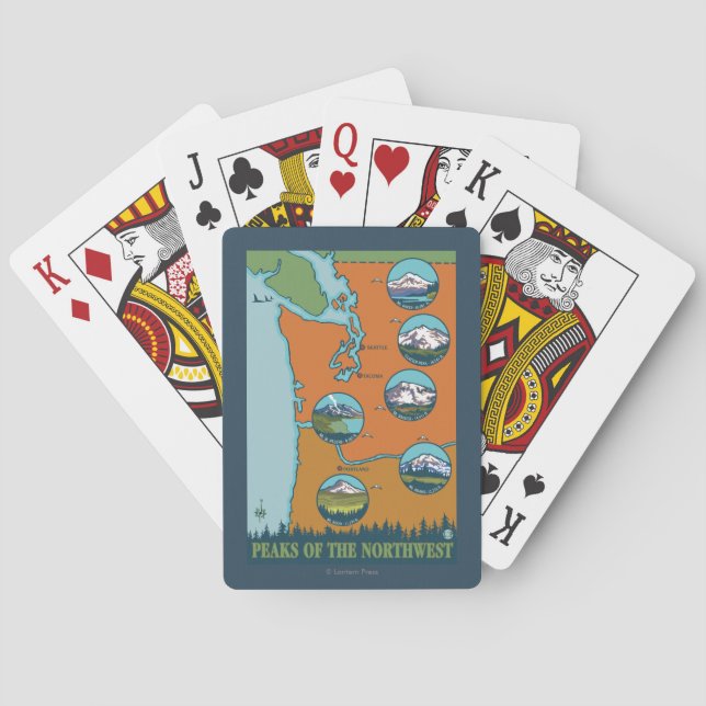 Spitzen des Nordwestens - 5 verschiedene Berge Spielkarten (Rückseite)