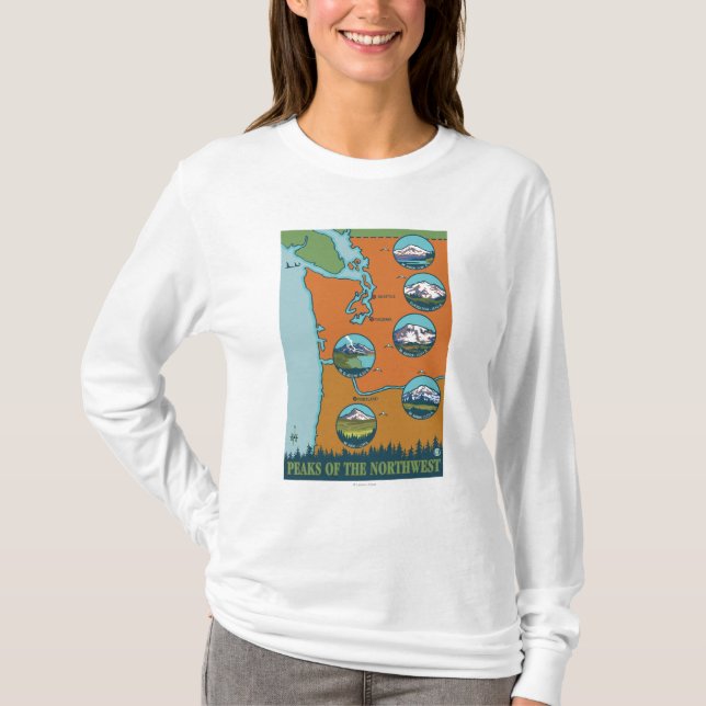 Spitzen des Nordwestens - 5 verschiedene Berge T-Shirt (Vorderseite)
