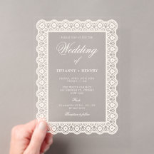 Spitzen-Doily-Hochzeit-Acryl-Einladungen