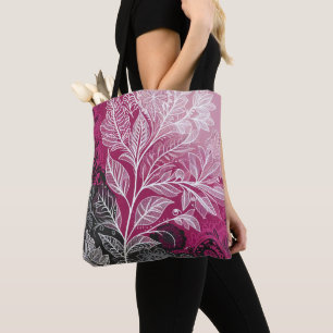 Spitzen-Effekt Blumenblatt Fuchsie, Schwarz und We Tasche