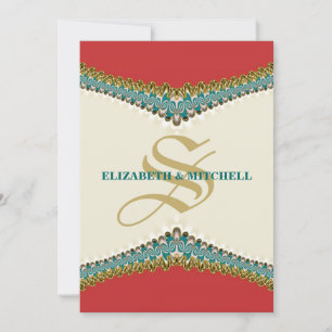 Spitzen-Elegance: Aquamarine Hochzeitseinladung Einladung