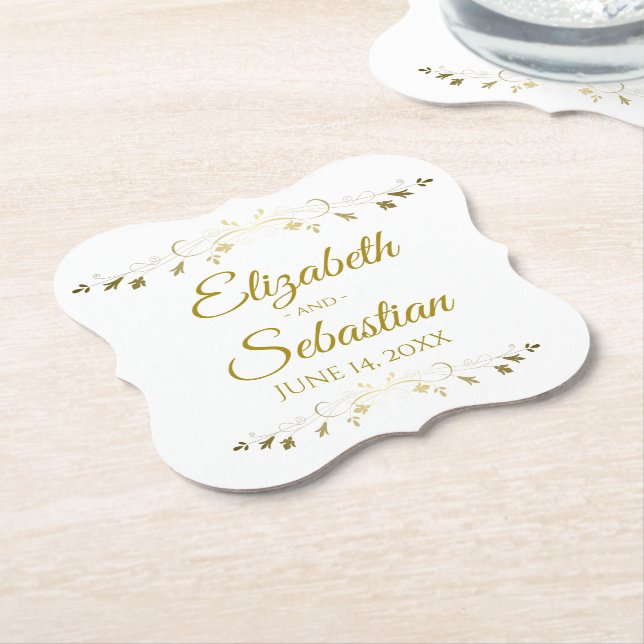 Spitzen- Goldmit filigran geschmückte elegante Untersetzer (angewinkelt)