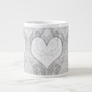 Spitzen-Herz-Hinzufügen von Text Jumbo-Tasse