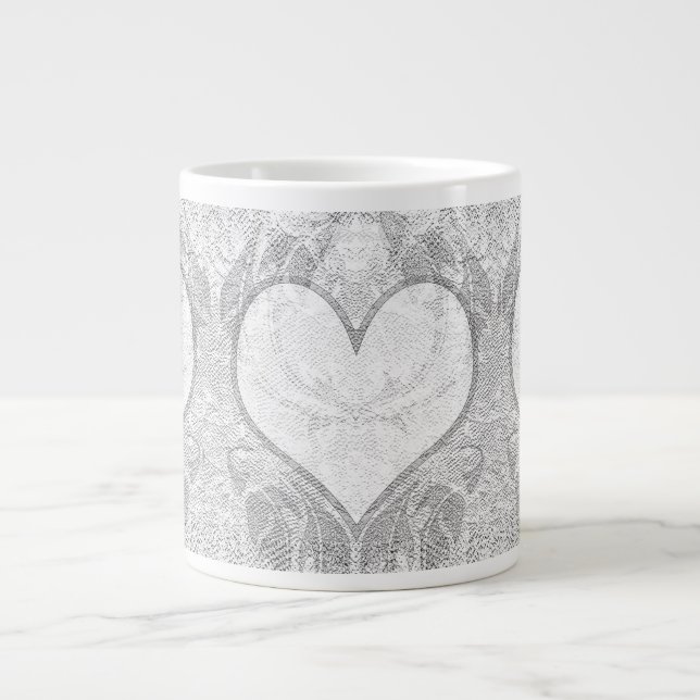 Spitzen-Herz-Hinzufügen von Text Jumbo-Tasse (Vorderseite)