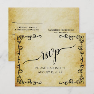 Spitzen-Kalligrafie Vintage-Pergament Hochzeits-RS Postkarte