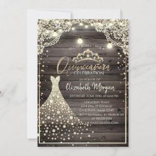 Spitzen, Lichter, Diamanten Tiara Kleid Holz Quinc Einladung