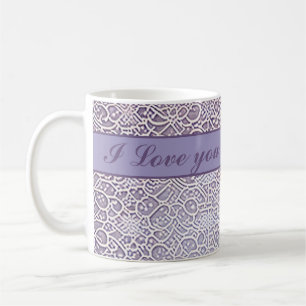 Spitzen Muster flieder, weiß Kaffeetasse