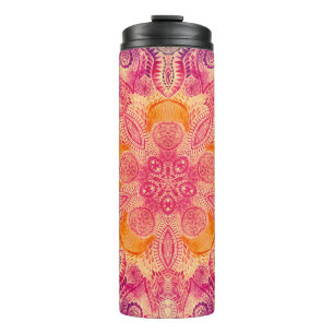 Spitzen-Ornament Mandala: Rundes Aquarelldesign Thermosbecher