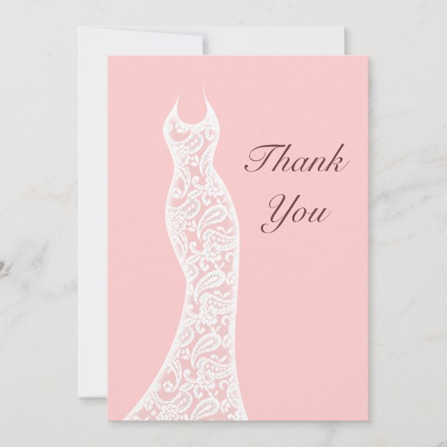 Spitzen- Rosa danken Ihnen Dankeskarte (Vorderseite)