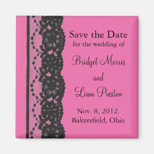 Spitzen Save the Date Magnet (Fuchsia)