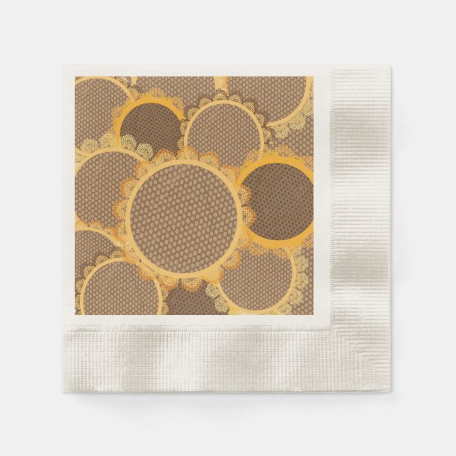 Spitzen Sonnenblumen Fall Party Cocktail Napkins Serviette (Vorderseite)