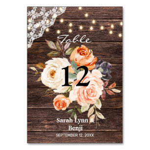 Spitzen, Streichleuchten, Blush & Peach Floral Tischnummer