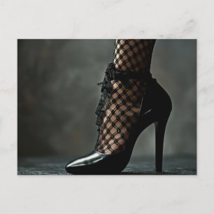 Spitzen und schwarze Stiletto Postkarte