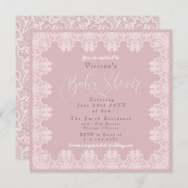 Spitzen Vintages Shabby Chic Pink Babydusche Einladung