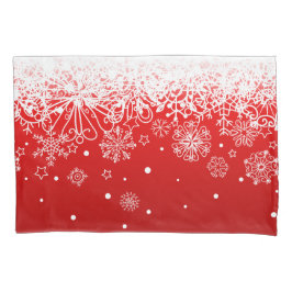 Spitzen- weißes Schneeflocke-Weihnachtsroter Kissenbezug